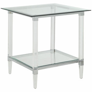 HomeRoots 24" Clear Acrylic and Glass Square End Table - Modern Minimalist Design for Versatile Living Spaces 318989