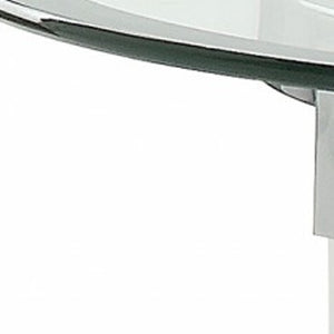 HomeRoots 24" Clear Acrylic & Glass Round End Table with Integrated Magazine Holder - Modern Minimalist Design 318991