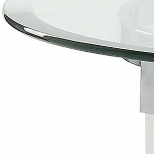 HomeRoots 24" Clear Acrylic & Glass Round End Table with Integrated Magazine Holder - Modern Minimalist Design 318991