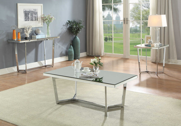 Homeroots 48" X 24" X 18" Mirrored And Chrome Coffee Table   318992