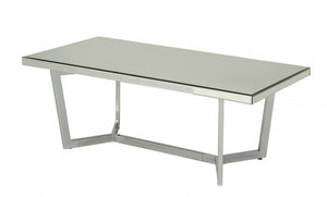Homeroots 48" X 24" X 18" Mirrored And Chrome Coffee Table   318992