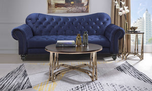 Homeroots 36" X 36" X 18" Walnut And Champagne Coffee Table   318996