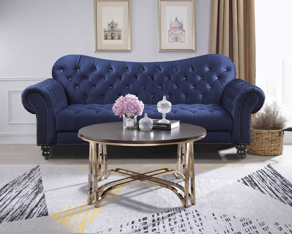 Homeroots 36" X 36" X 18" Walnut And Champagne Coffee Table   318996