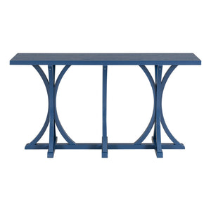 English Elm U-style Farmhouse Console Table Oak Veneer Top Curved Rubberwood Legs Entryway Navy Blue N711P295300V