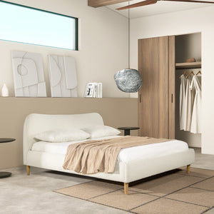 English Elm Jennifer Taylor Home - Roman Upholstered King Bed With Curved Headboard In Ivory Boucle - Modern Elegance & Eco-Friendly Style B2719P238213