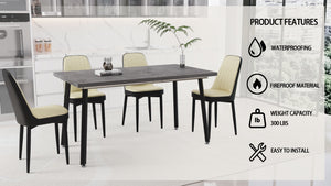 English Elm 55.12-70.87" Expandable Dining Table Set With 4 Padded Chairs - Modern Comfort For 4-6 People! W2189S00393