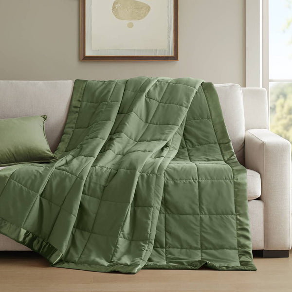 JLA Home Madison Park - Lightweight Down Alternative Blanket with Satin Trim for All-Season Comfort, Moisture-Wicking & OEKO-TEX Certified Green MP51-8646