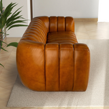 English Elm Ashcroft Furniture - Maverik Genuine Cognac Leather Couch