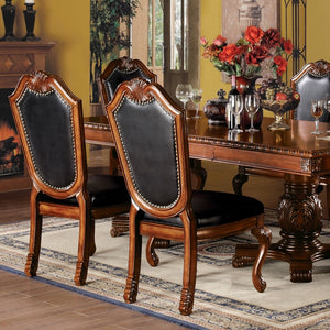 English Elm Black Black and Cherry Side Chair with Nailhead Trim Set of 2 — Armless Faux Leather Dining Chairs, Padded Comfort and Elegant Cherry Finish B062P215487