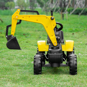 English Elm Aosom Kids Pedal Excavator Construction Digger Truck with Working Bucket and Horn W2225P217063