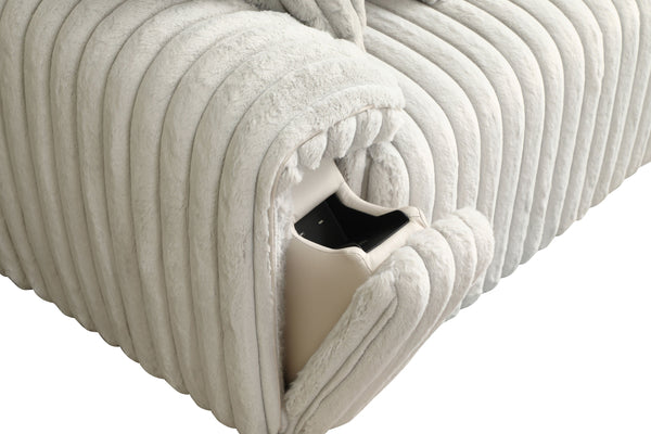 English Elm Jaya Light Gray Corduroy Power Reclining Sofa with Sleeper, USB A+C & Wireless Charging, Contemporary B2726S00369