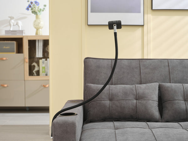 English Elm Futon 3-in-1 Convertible Pull-Out Sleeper Chair with USB-C & USB Port, Cup Holders, Dark Grey Tech Cloth W1829S00012