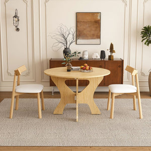 English Elm 43 Inch Foldable Mdf Dining Set with Pu Cushioned Solid Wood Chairs Space Saving Ancient Oak W2700S00115