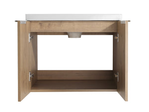 English Elm Bathroom Floating Vanity 24" with Resin Sink, Soft-Close Doors, Wall-Mount Design, Spacious Storage W99950714