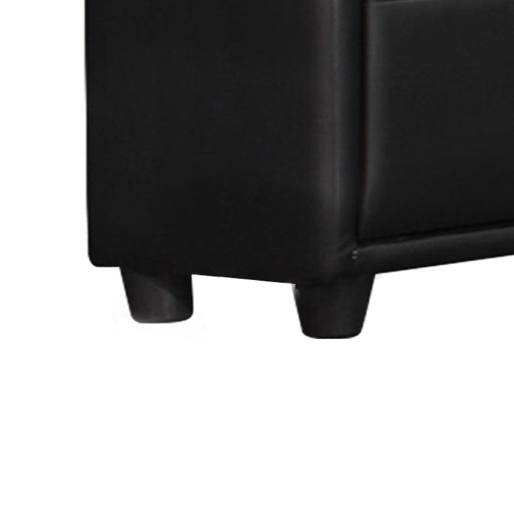 English Elm 5 Drawer Faux Leather Upholstered Chest Tapered Legs Bedroom Storage Modern B056P416786