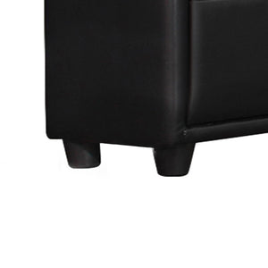 English Elm 5 Drawer Faux Leather Upholstered Chest Tapered Legs Bedroom Storage Modern B056P416786