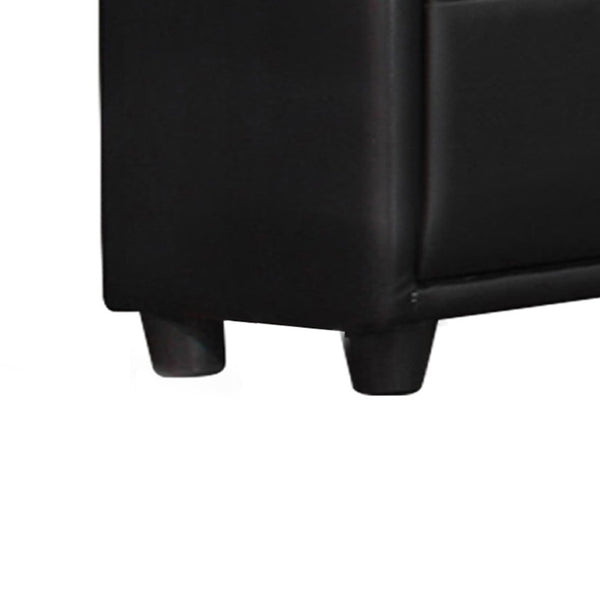 English Elm 5 Drawer Faux Leather Upholstered Chest Tapered Legs Bedroom Storage Modern B056P416786