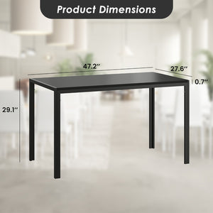 English Elm Dining Table Mid Century Modern Mdf Top Steel Legs Seats Six Small Space T3623P433791