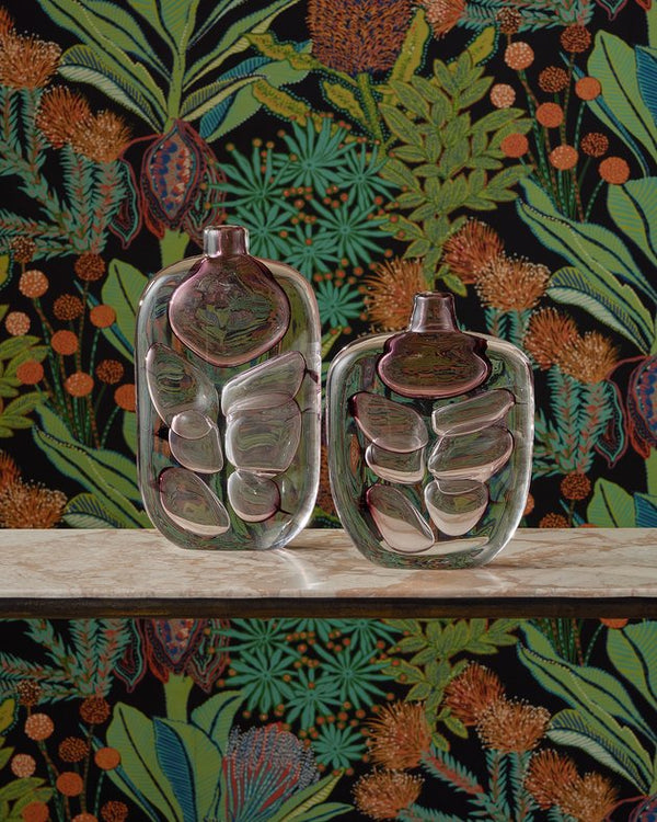 Currey & Company Vicolino Medium Vase - Handcrafted Clear & Purple Glass With Organic Bubbles For Stunning Decor Pink Glass 1200-1016-currey-company