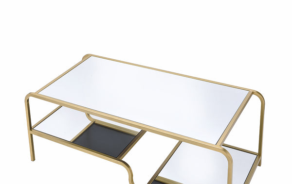 Homeroots 52" X 24" X 18" Gold And Clear Glass Metal Coffee Table   319007