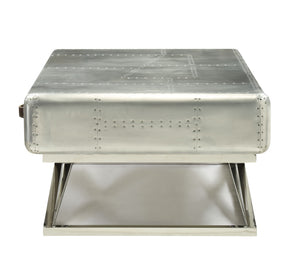 Homeroots 51" Silver Aluminum Coffee Table With Three Drawers   319024