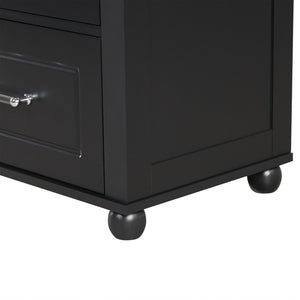 English Elm Tall Bathroom Storage Cabinet - Stylish Freestanding Unit With Two Drawers & Adjustable Shelf, Black N725P241045B-GIGA