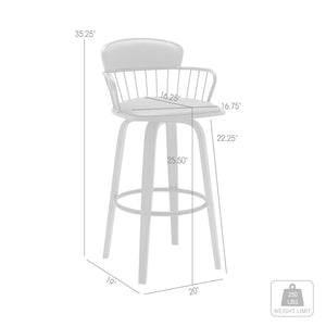 English Elm Willow Swivel Counter Stool Walnut Base Faux Leather Seat Mid-century Kitchen Bar B2736P464838