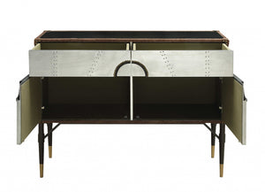 Homeroots 52" Brown Leather Console Table   319036