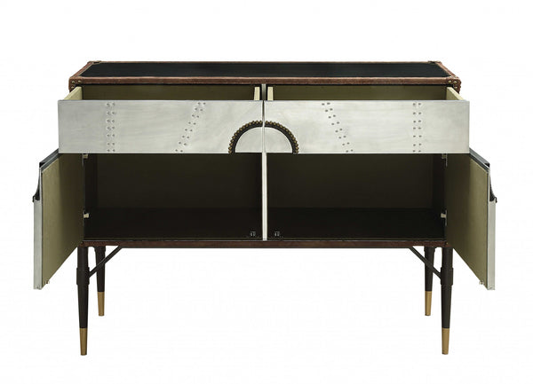 Homeroots 52" Brown Leather Console Table   319036