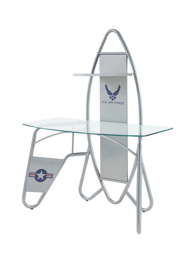 Homeroots 47" Clear And Silver Glass Computer Desk   319061