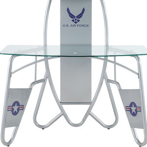 Homeroots 47" Clear And Silver Glass Computer Desk   319061