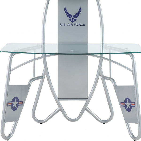 Homeroots 47" Clear And Silver Glass Computer Desk   319061