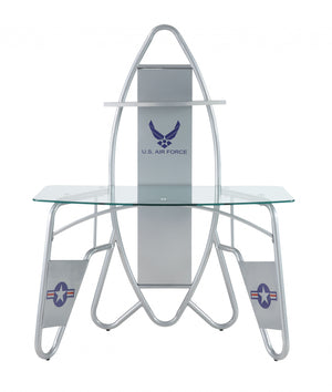 Homeroots 47" Clear And Silver Glass Computer Desk   319061