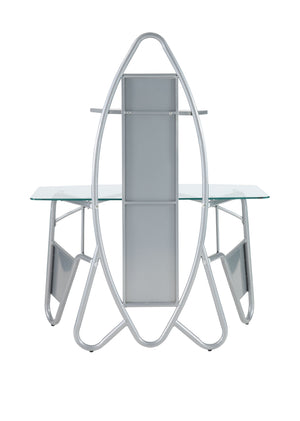 Homeroots 47" Clear And Silver Glass Computer Desk   319061