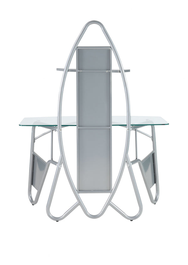 Homeroots 47" Clear And Silver Glass Computer Desk   319061