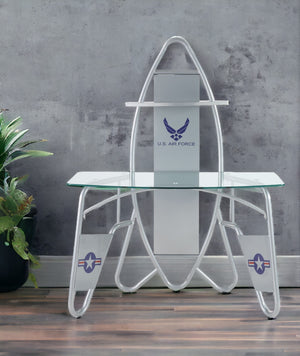 Homeroots 47" Clear And Silver Glass Computer Desk   319061