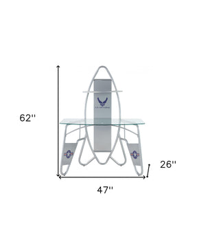 Homeroots 47" Clear And Silver Glass Computer Desk   319061