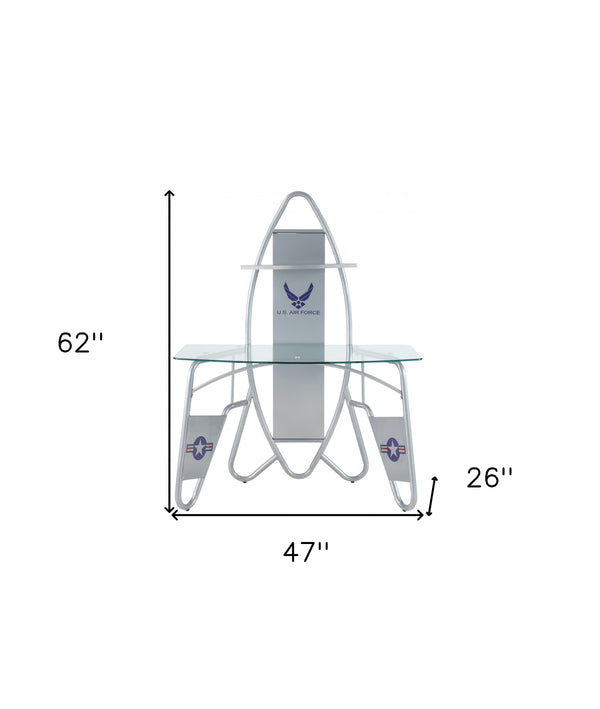 Homeroots 47" Clear And Silver Glass Computer Desk   319061