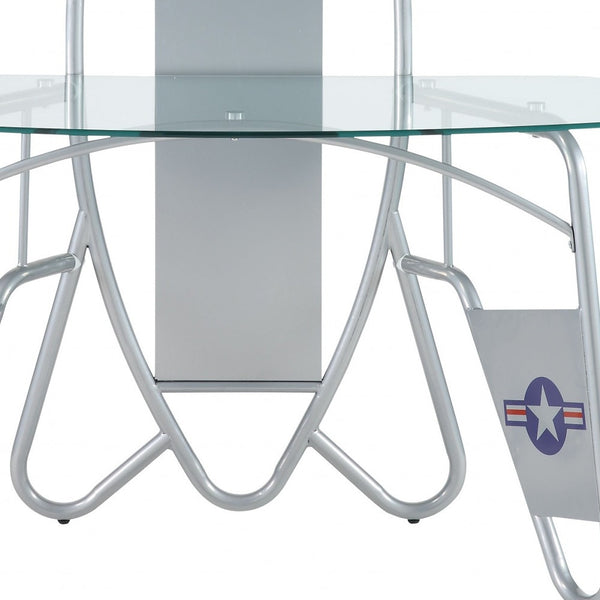 Homeroots 47" Clear And Silver Glass Computer Desk   319061