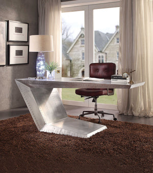 Homeroots 71" Silver Aluminum Writing Desk   319062