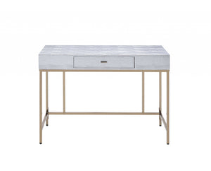 Homeroots 43" Silver And Champagne Writing Desk   319070