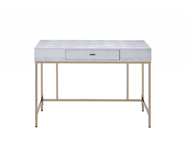 Homeroots 43" Silver And Champagne Writing Desk   319070