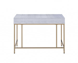 Homeroots 43" Silver And Champagne Writing Desk   319070