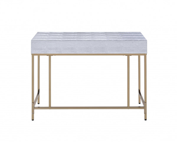 Homeroots 43" Silver And Champagne Writing Desk   319070