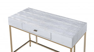 Homeroots 43" Silver And Champagne Writing Desk   319070