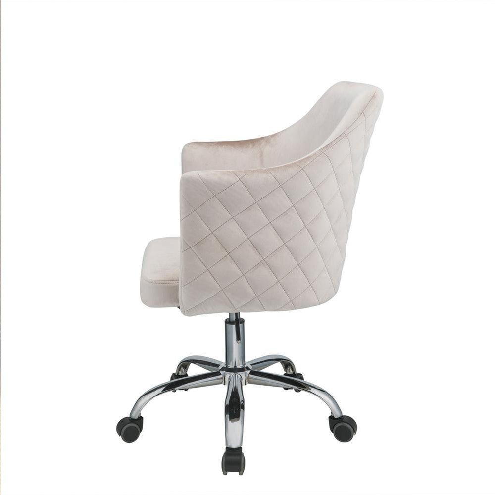 Homeroots Champagne Fabric Seat Swivel Adjustable Task Chair Fabric Back Steel Frame Champagne Metal 319077