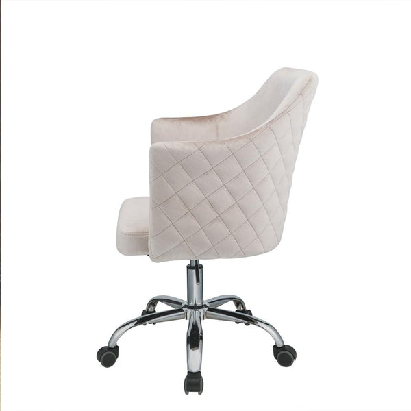 Homeroots Champagne Fabric Seat Swivel Adjustable Task Chair Fabric Back Steel Frame Champagne Metal 319077