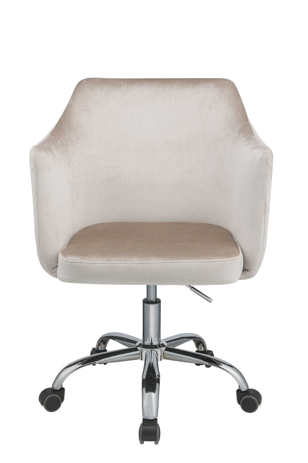 Homeroots Champagne Fabric Seat Swivel Adjustable Task Chair Fabric Back Steel Frame Champagne Metal 319077