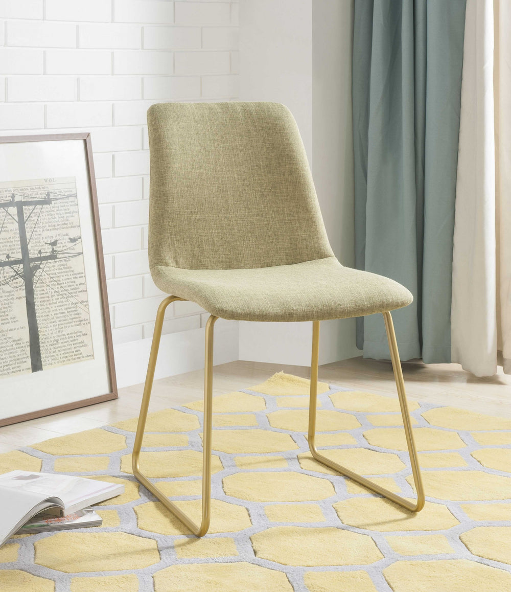 Homeroots 17" X 23" X 32" Light Green Fabric And Gold Accent Chair   319084
