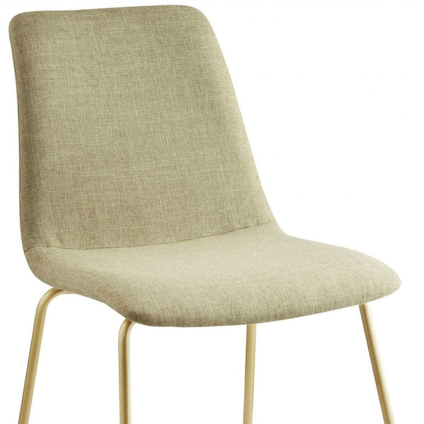 HomeRoots 17" Green and Gold Fabric Side Chair - Elegant Comfort for Dining, Home Office, or Accent Decor 319084